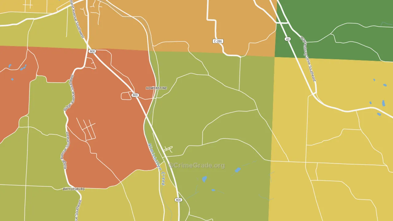 Howenstine, OH Map of Vandalism Rates