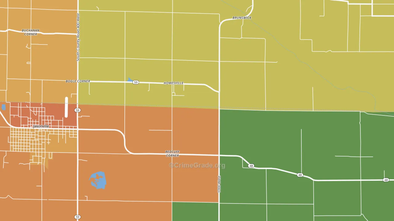 Howesville, IN Map of Vandalism Rates