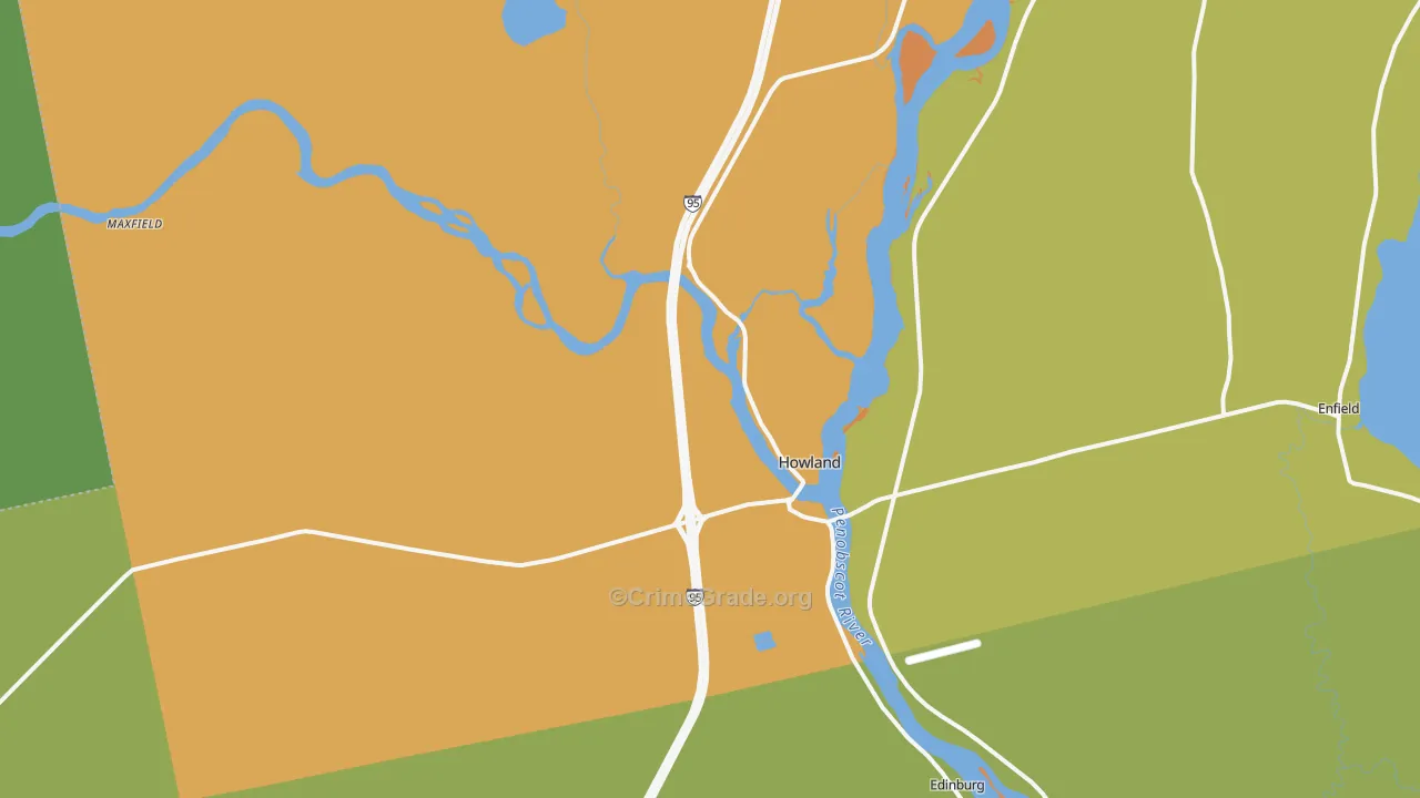 Howland, ME Map of Vandalism Rates
