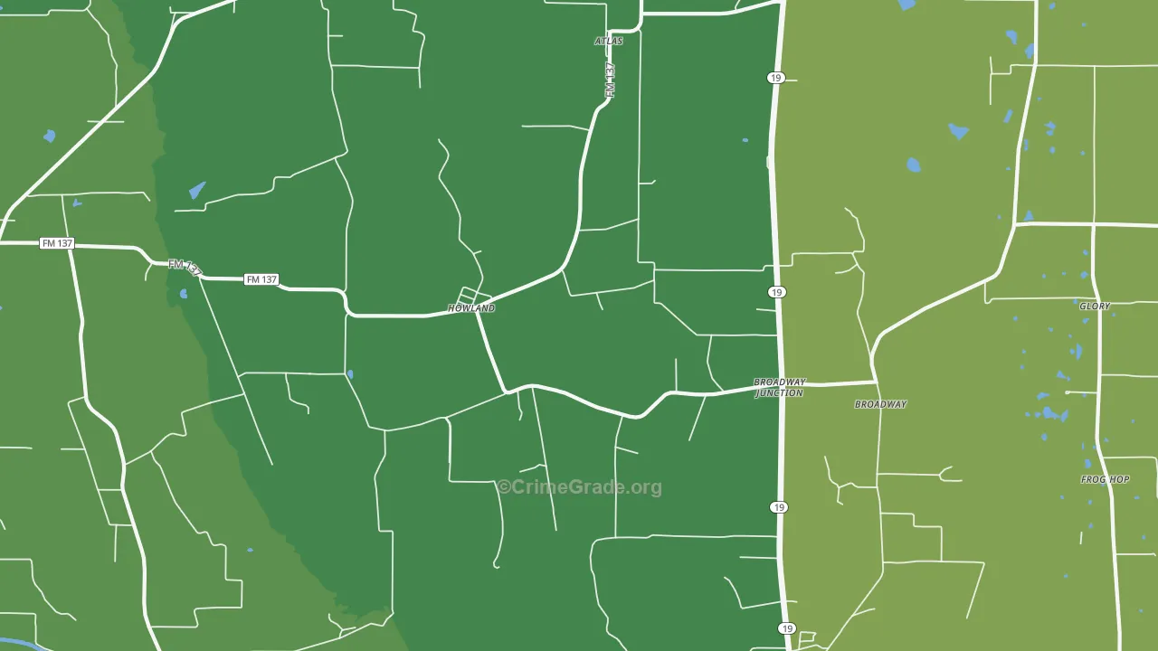 Howland, TX Map of Vandalism Rates