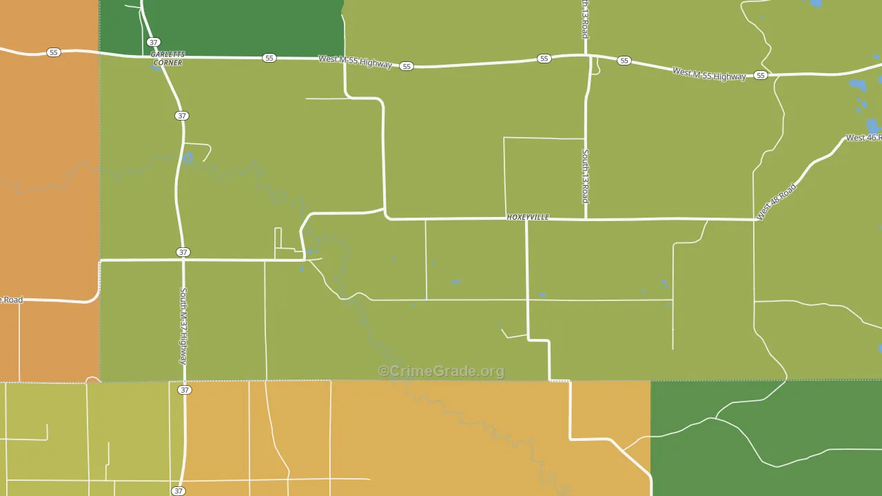 Hoxeyville, MI Map of Vandalism Rates
