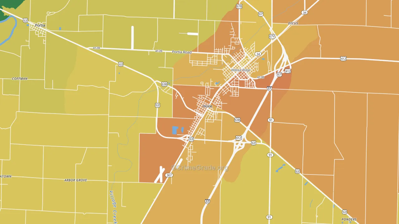 Hoxie, AR Map of Vandalism Rates