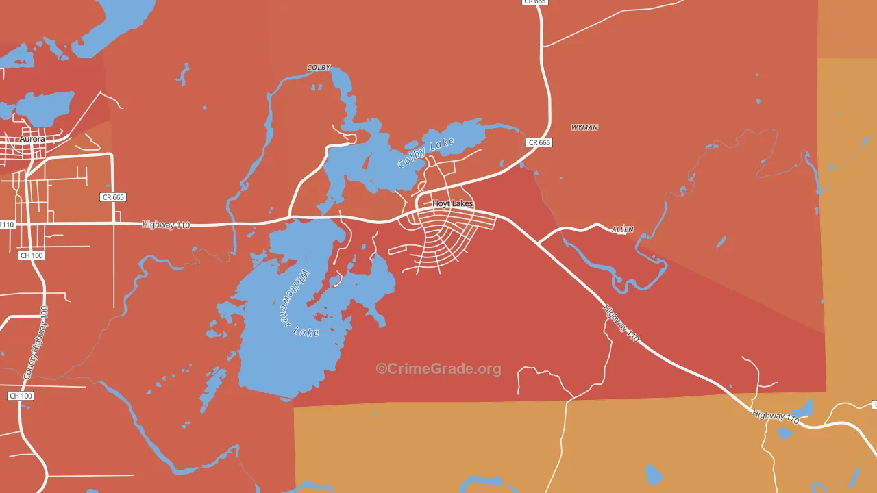 Hoyt Lakes, MN Map of Vandalism Rates