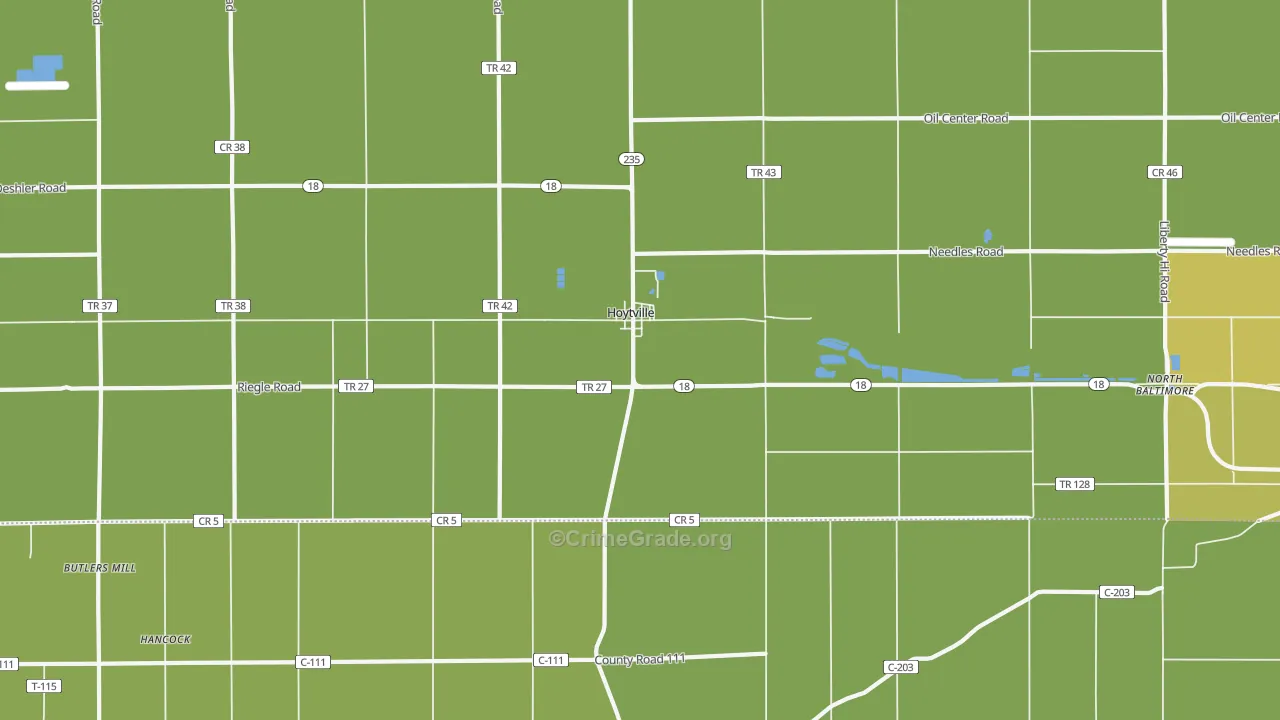 Hoytville, OH Map of Vandalism Rates
