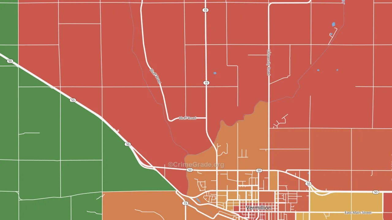Hub City, SD Map of Vandalism Rates