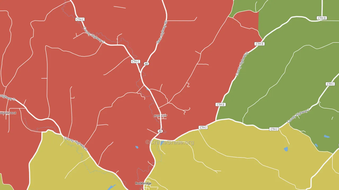 Hub City, WI Map of Vandalism Rates