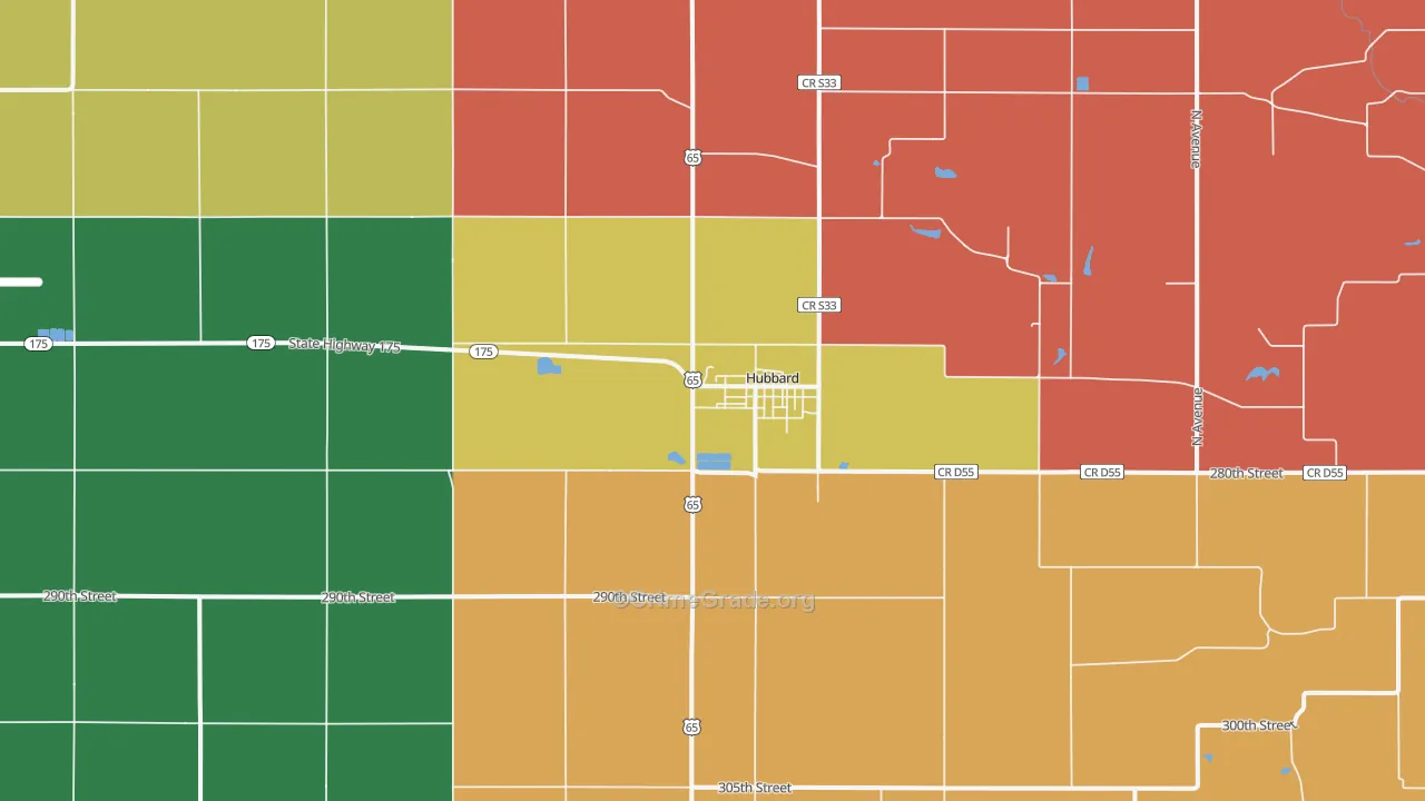 Hubbard, IA Map of Vandalism Rates