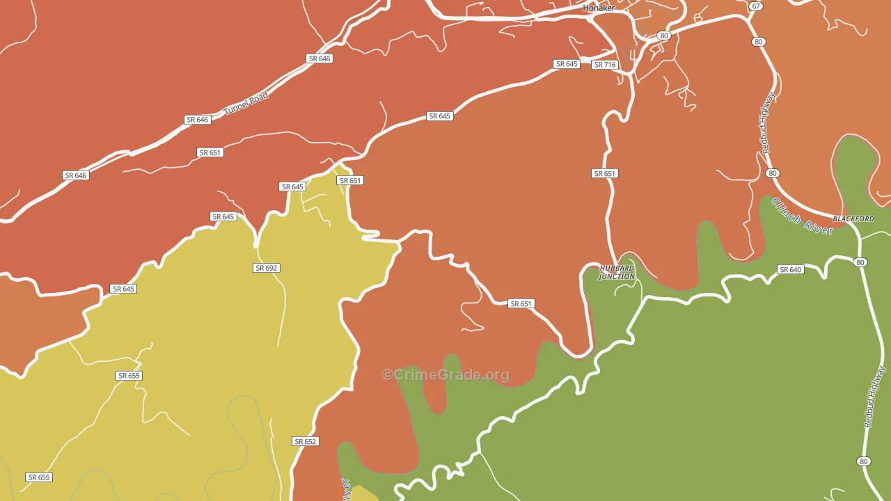Hubbard Junction, VA Map of Vandalism Rates