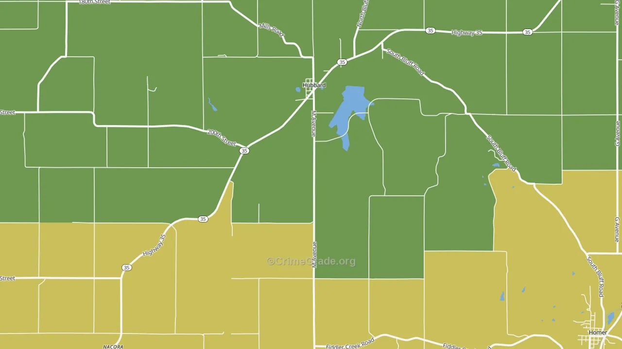 Hubbard, NE Map of Vandalism Rates