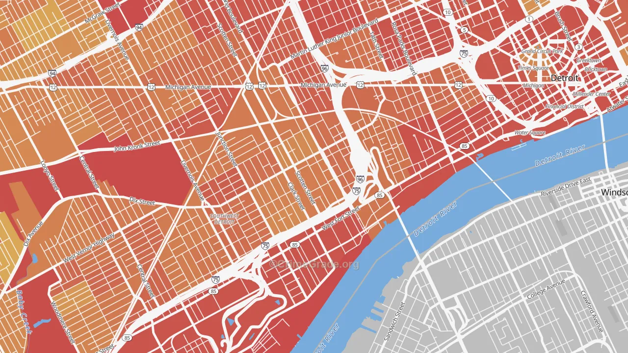 Hubbard-Richard, Detroit, MI Map of Vandalism Rates