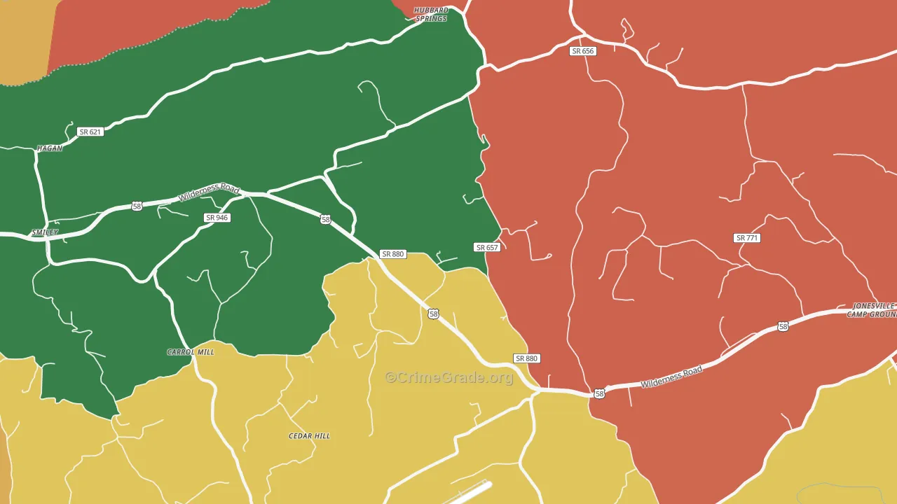 Hubbard Springs, VA Map of Vandalism Rates