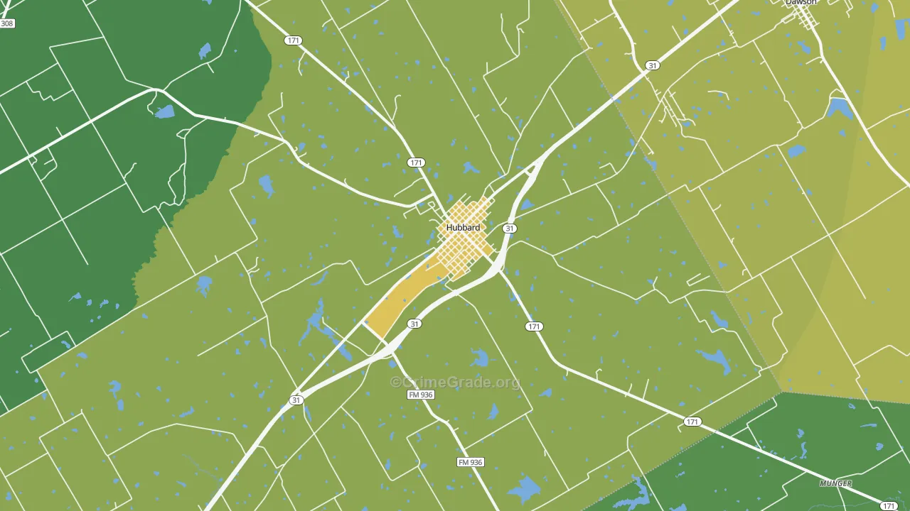 Hubbard, TX Map of Vandalism Rates