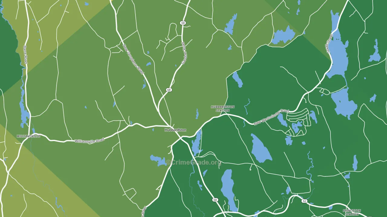 Hubbardston, MA Map of Vandalism Rates
