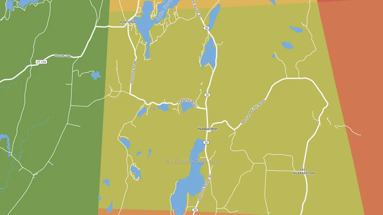 Hubbardton, VT Map of Vandalism Rates