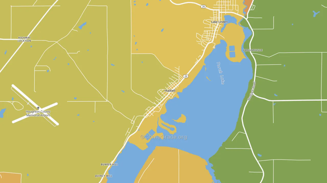 Hubbell, MI Map of Vandalism Rates