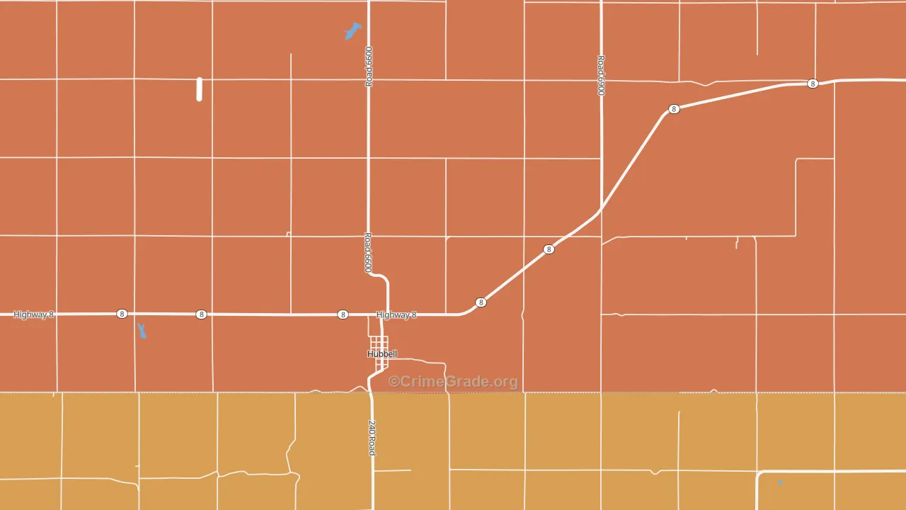 Hubbell, NE Map of Vandalism Rates