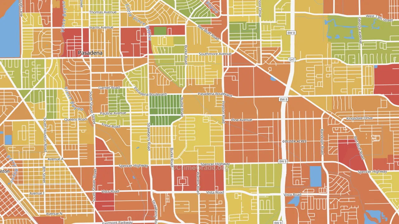 Hubbell, Pasadena, TX Map of Vandalism Rates