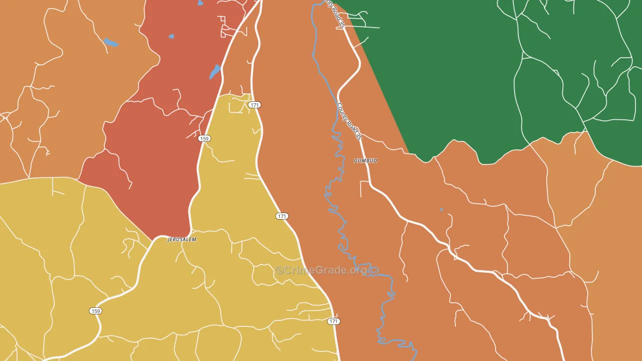 Hubbertville, AL Map of Vandalism Rates