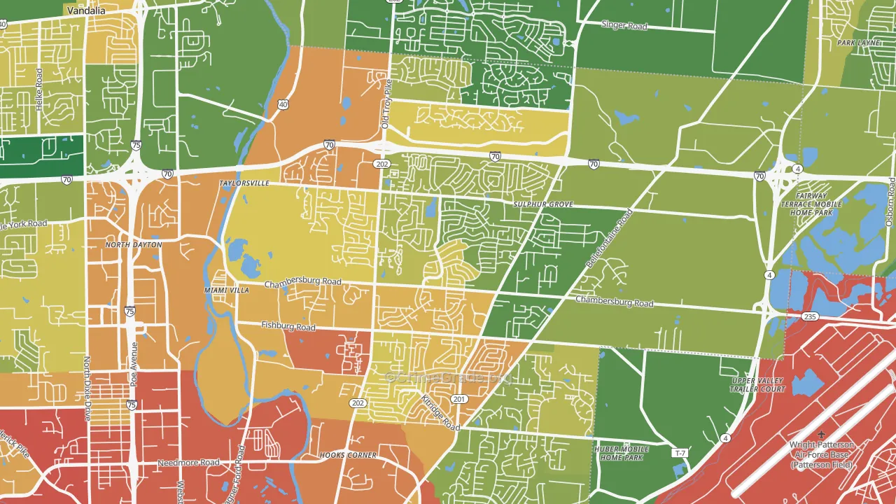 Huber Heights, OH Map of Vandalism Rates
