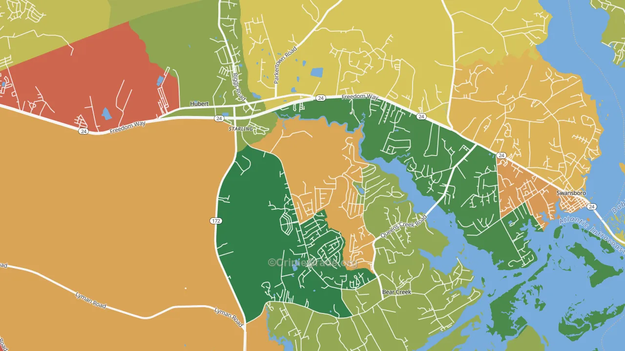 Hubert, NC Map of Vandalism Rates
