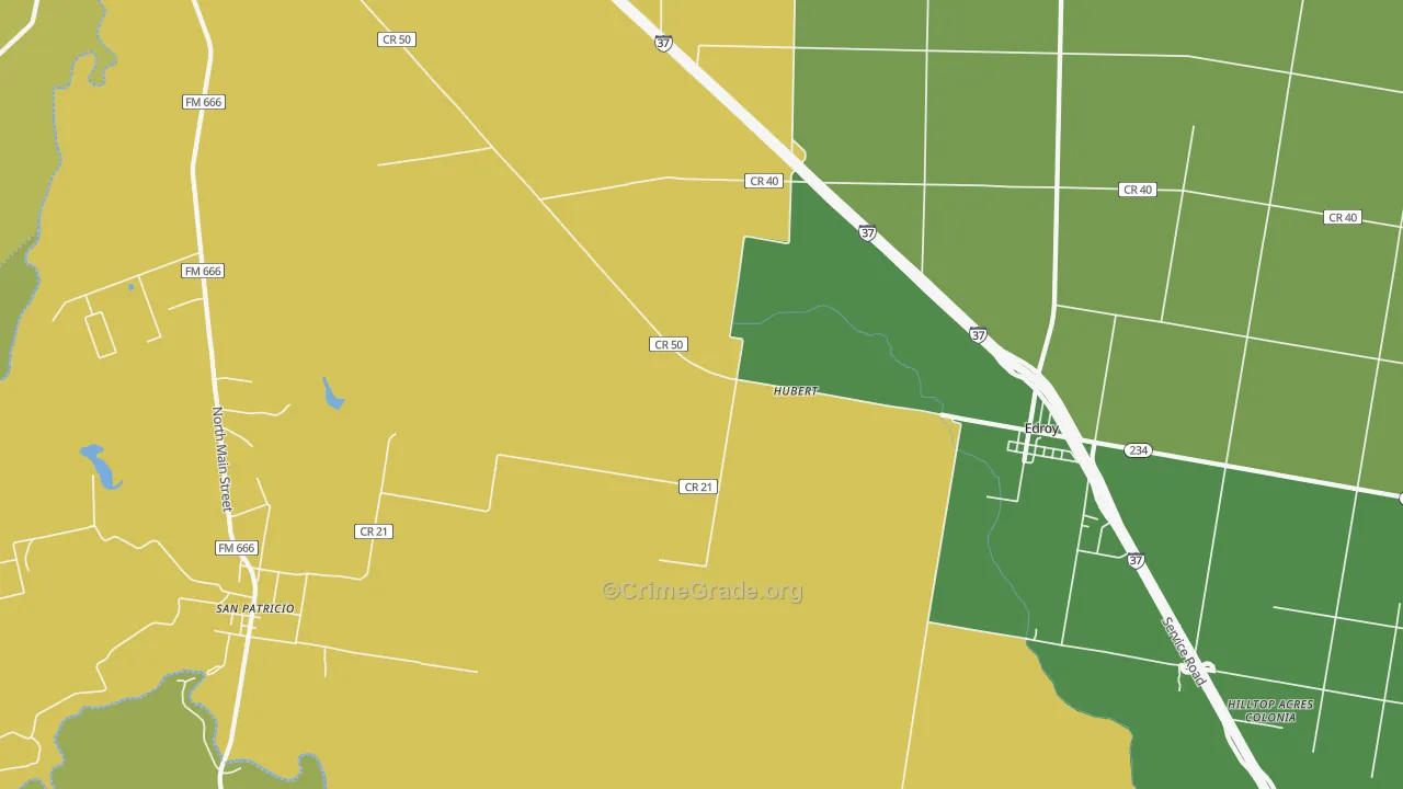 Hubert, TX Map of Vandalism Rates