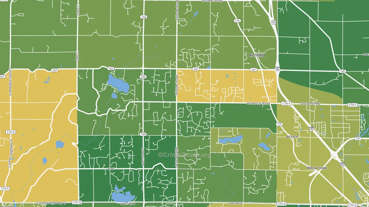Hubertus, WI Map of Vandalism Rates