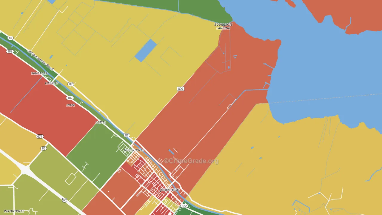 Hubertville, LA Map of Vandalism Rates