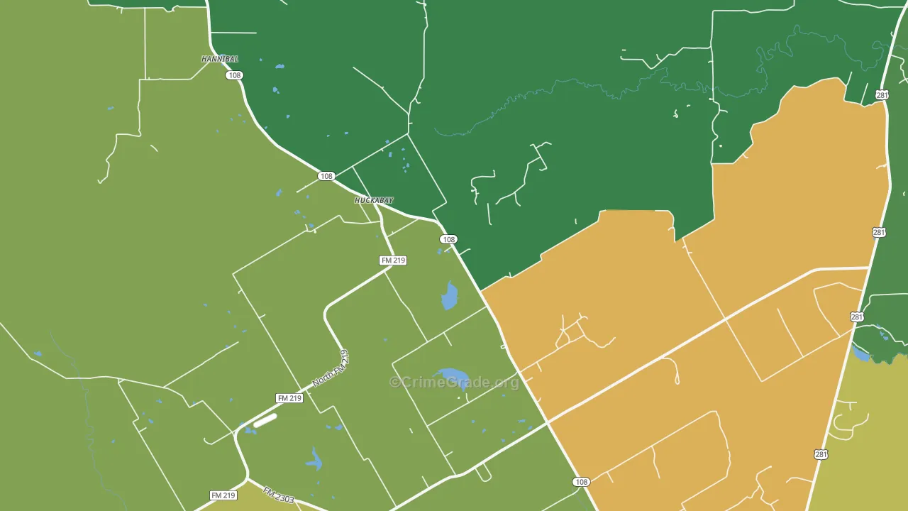 Huckabay, TX Map of Vandalism Rates