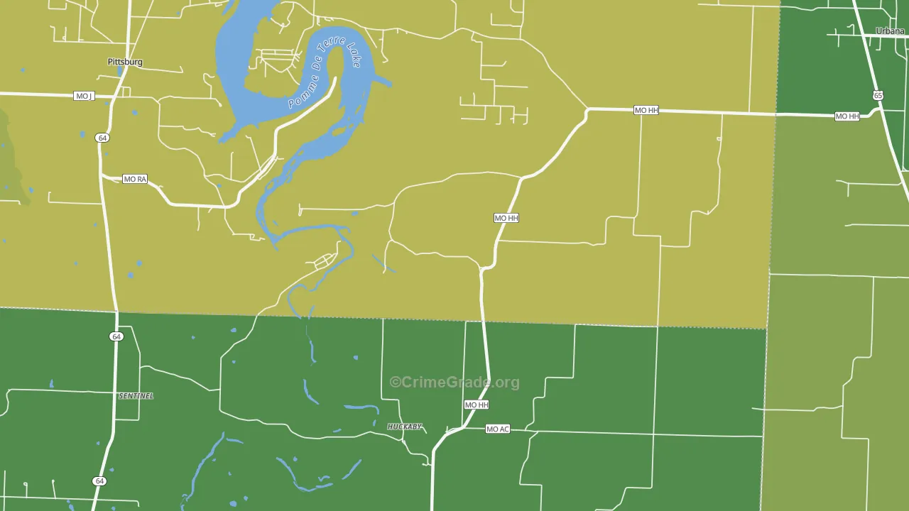 Huckaby, MO Map of Vandalism Rates