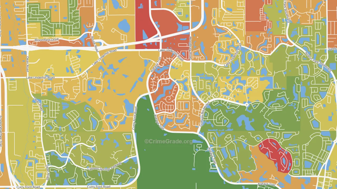 Huckleberry Fields, Alafaya, FL Map of Vandalism Rates