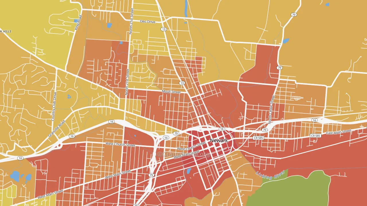 Hudson Avenue Historic District, Newark, OH Map of Vandalism Rates
