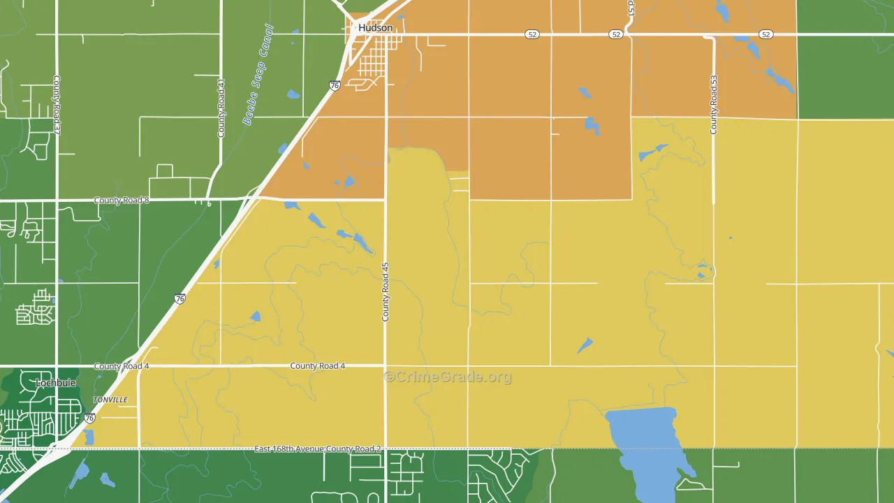Hudson, CO Map of Vandalism Rates