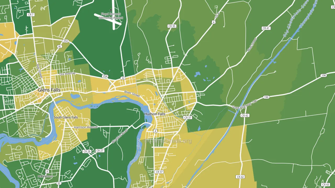 Hudson Falls, NY Map of Vandalism Rates