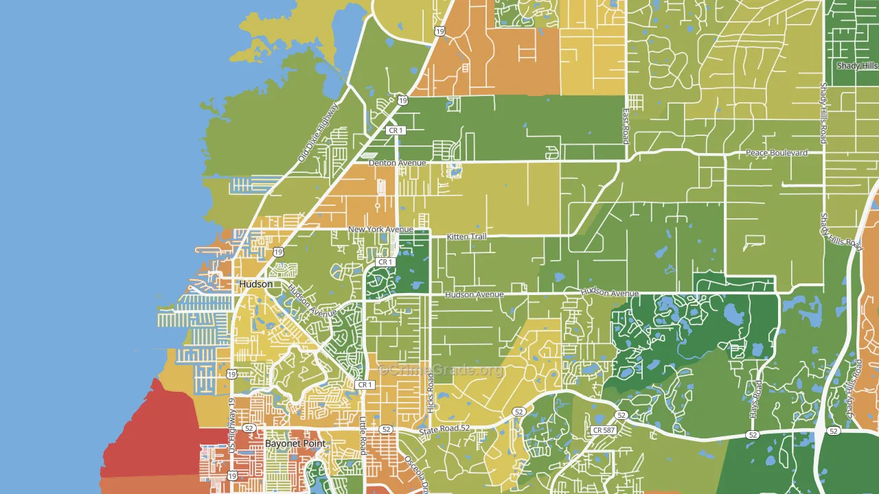 Hudson, FL Map of Vandalism Rates