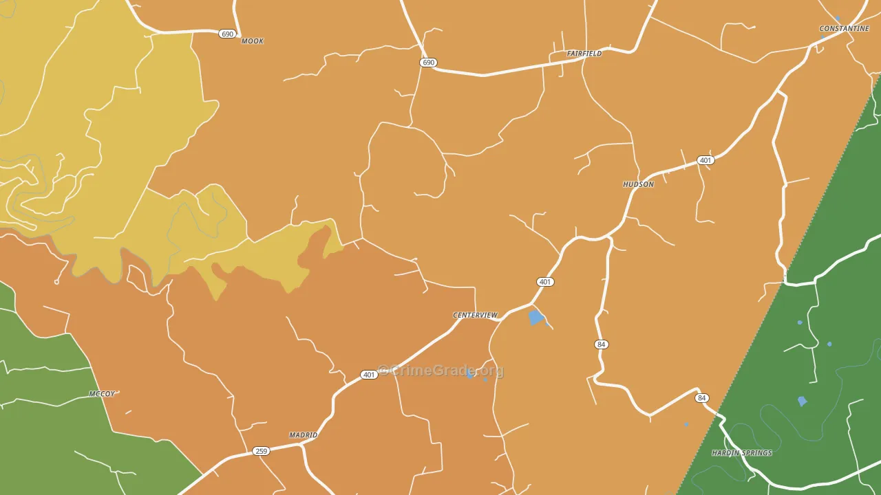 Hudson, KY Map of Vandalism Rates