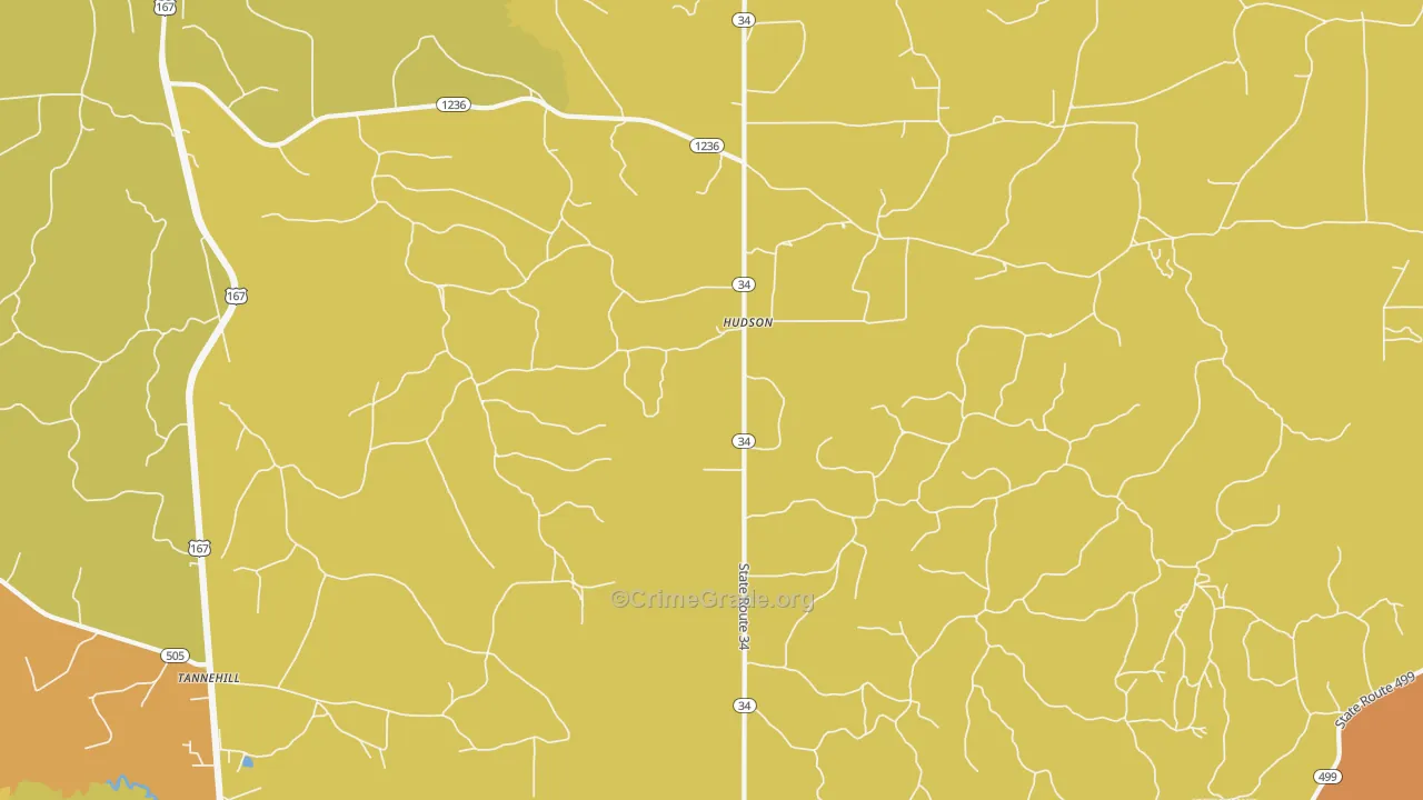 Hudson, LA Map of Vandalism Rates
