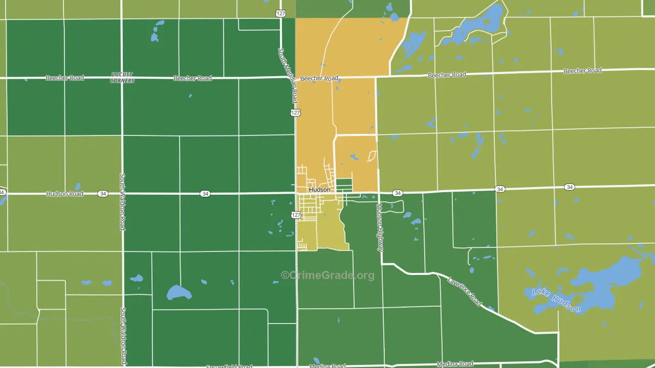 Hudson, MI Map of Vandalism Rates