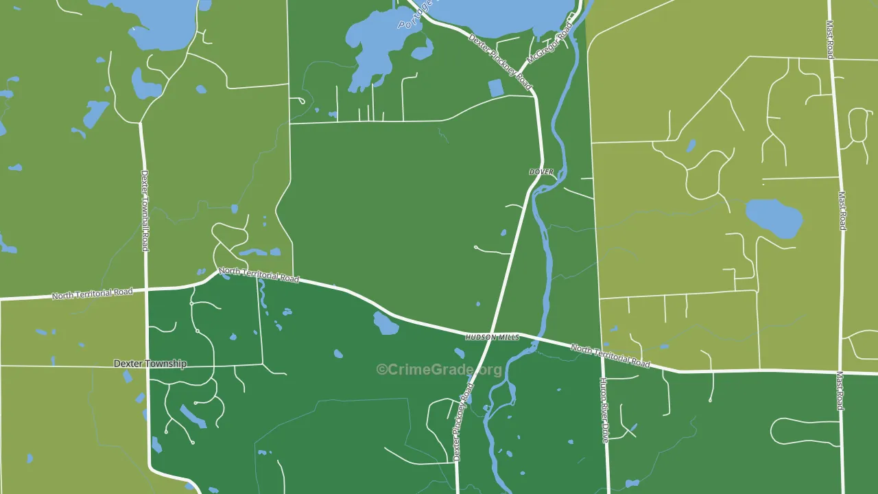 Hudson Mills, MI Map of Vandalism Rates