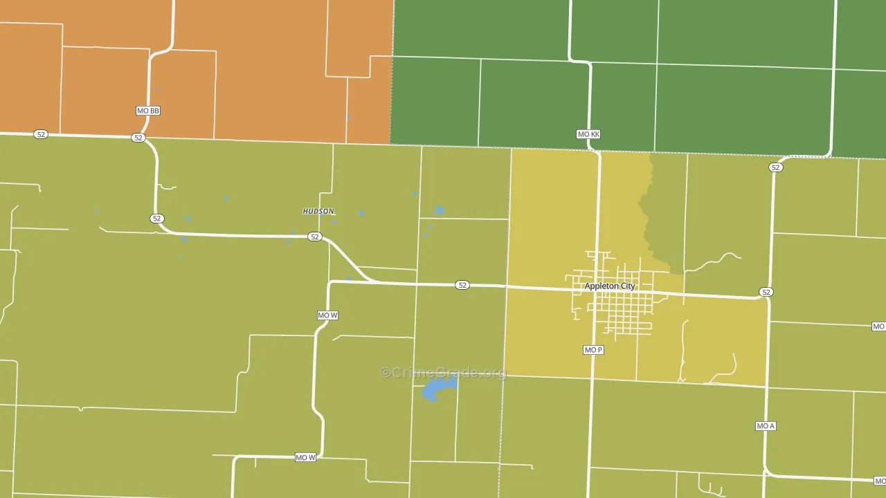 Hudson, MO Map of Vandalism Rates