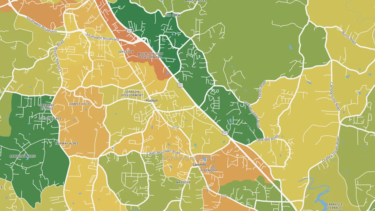 Hudson, NC Map of Vandalism Rates
