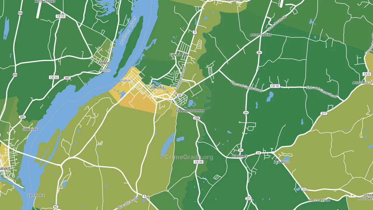 Hudson, NY Map of Vandalism Rates