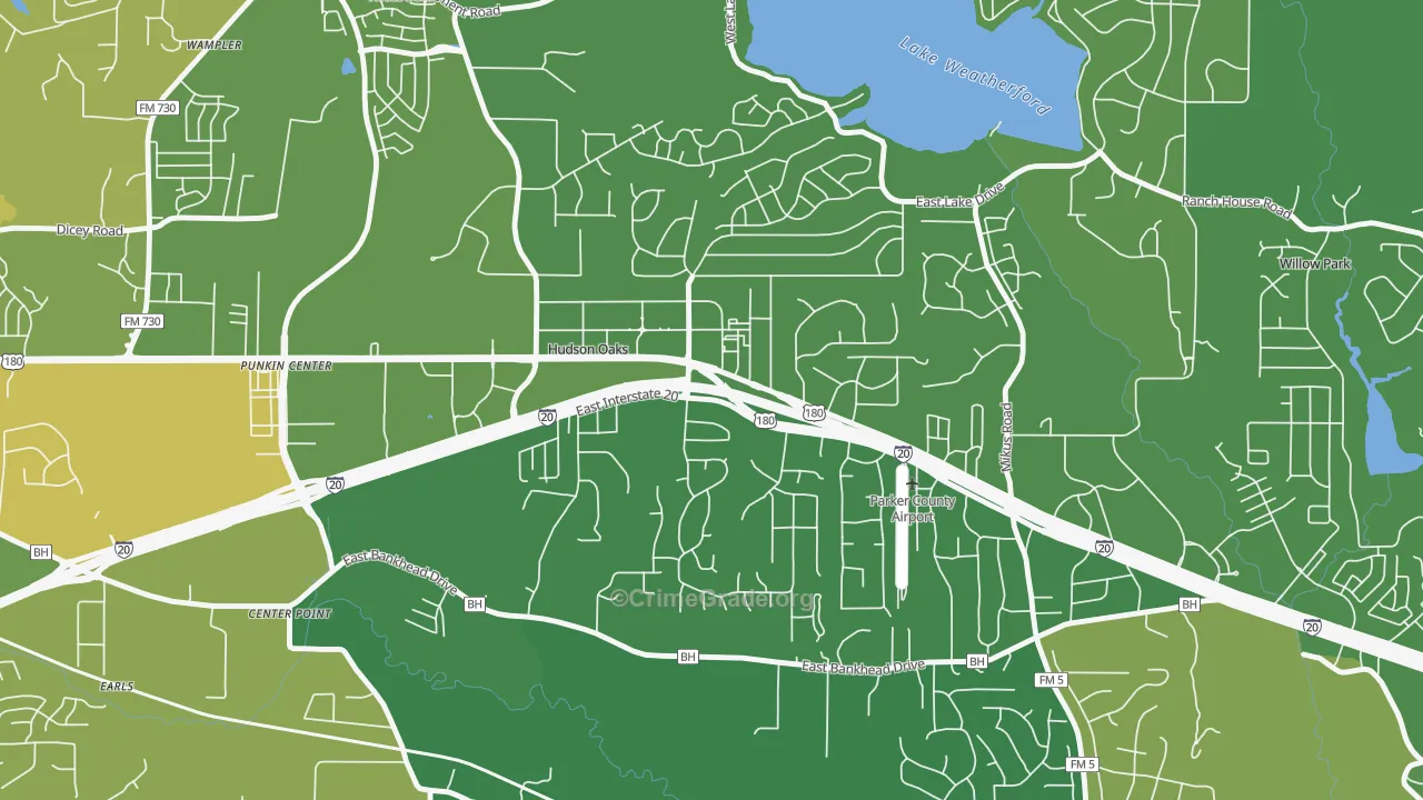 Hudson Oaks, TX Map of Vandalism Rates