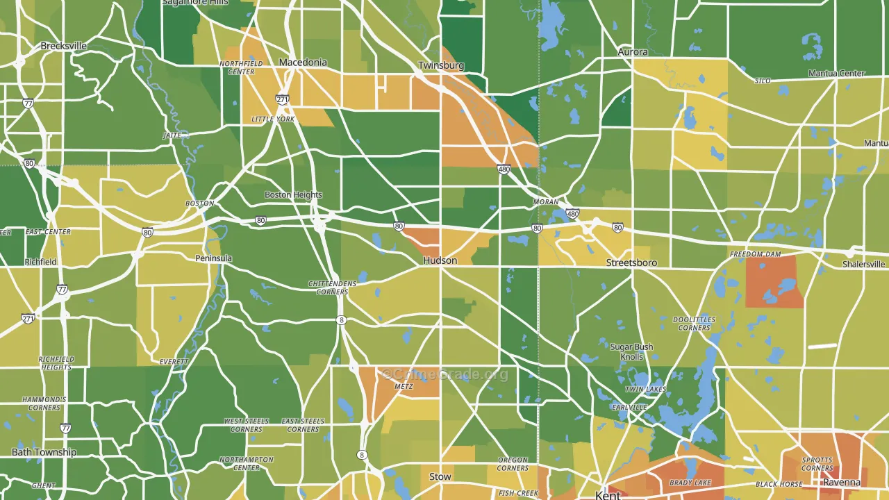 Hudson, OH Map of Vandalism Rates