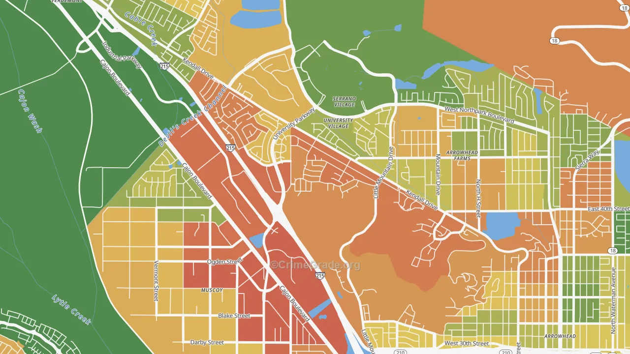 Hudson, San Bernardino, CA Map of Vandalism Rates