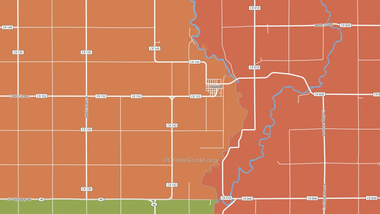 Hudson, SD Map of Vandalism Rates