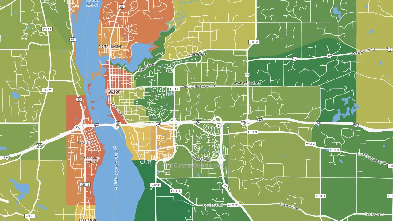 Hudson, WI Map of Vandalism Rates