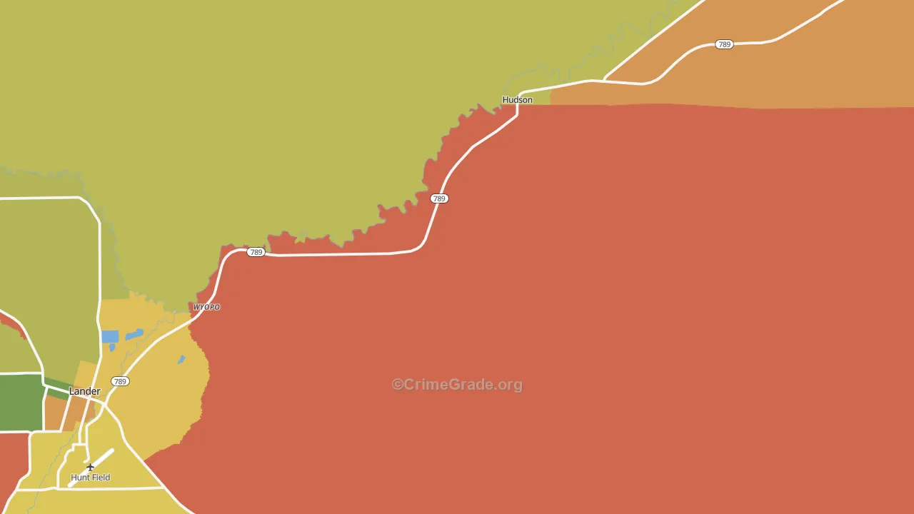 Hudson, WY Map of Vandalism Rates