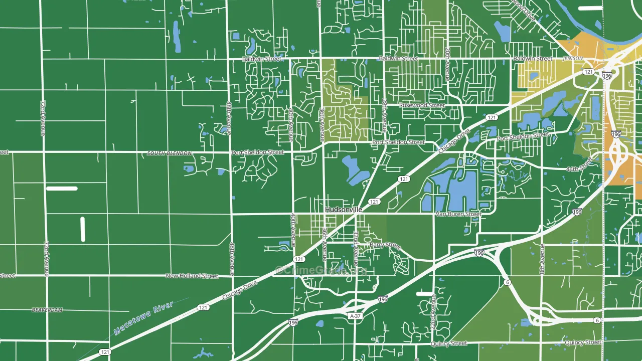 Hudsonville, MI Map of Vandalism Rates