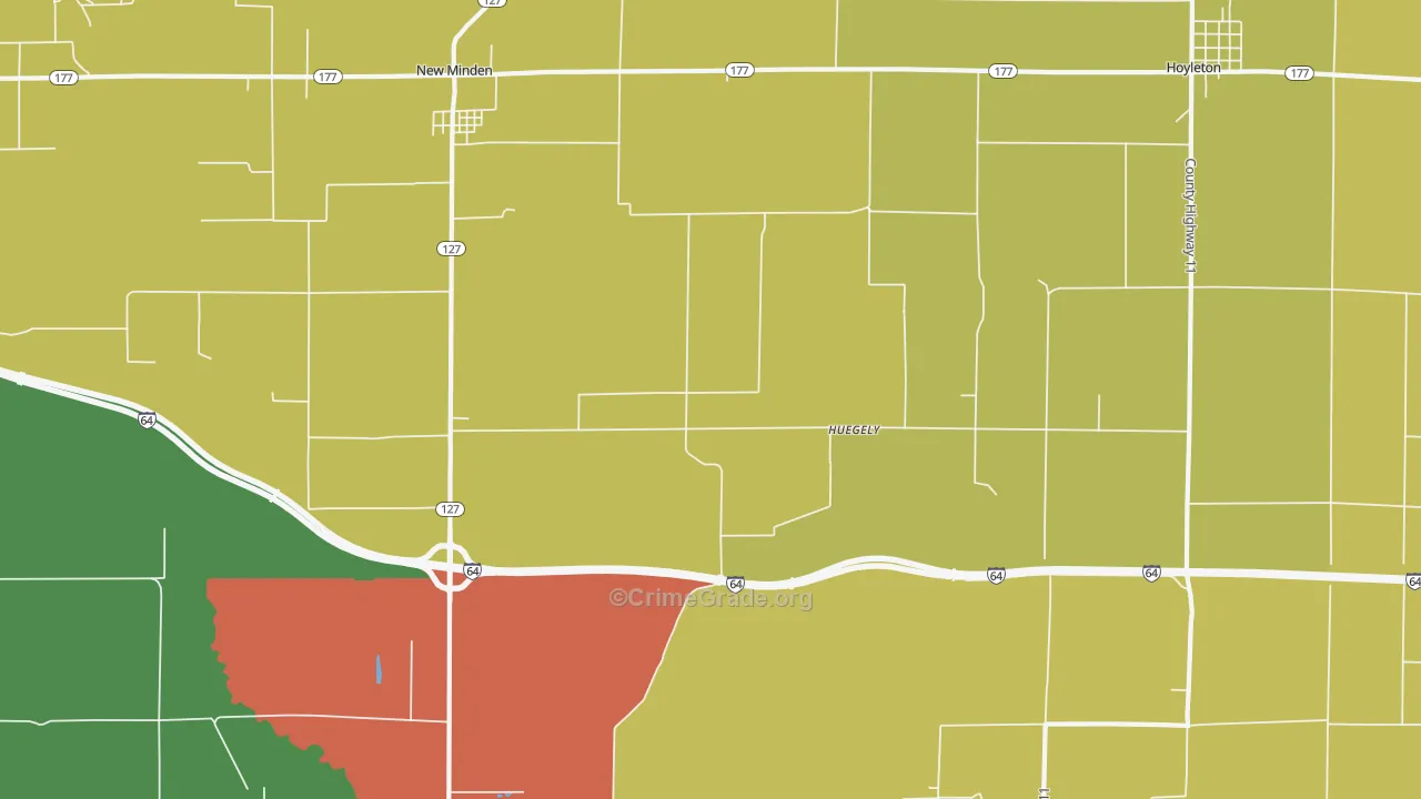 Huegely, IL Map of Vandalism Rates