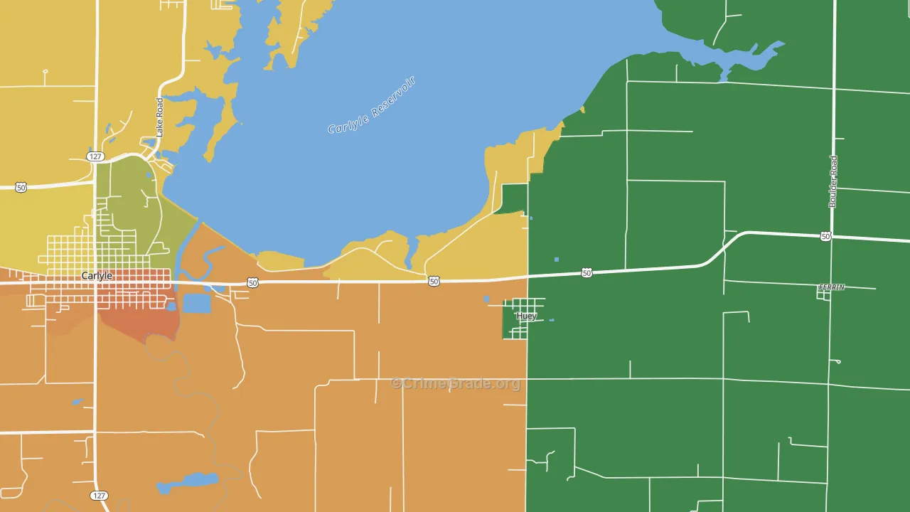 Huey, IL Map of Vandalism Rates